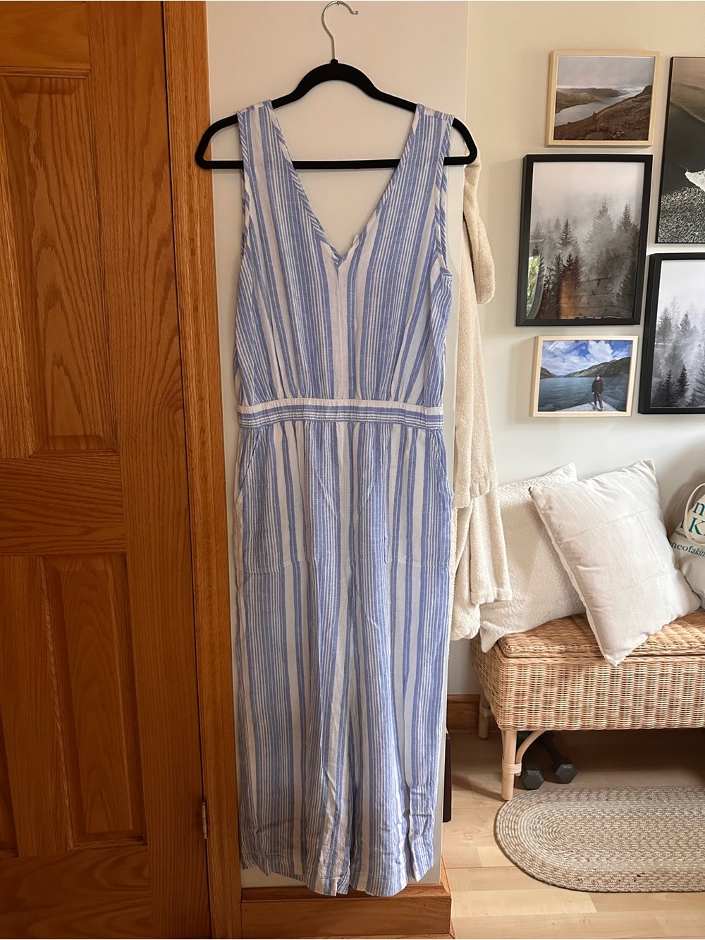 GAP Blue and White Striped Jumpsuit